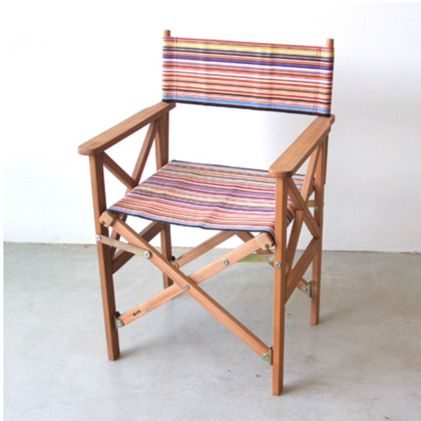 TEAK DIRECTOR CHAIR WITH OUTDOOR FABRIC