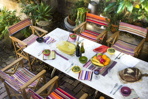 TEAK DIRECTOR CHAIR WITH OUTDOOR FABRIC